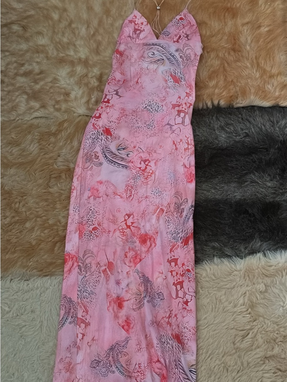 Pink Printed Slip Maxi Dress